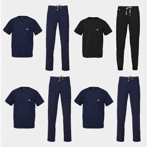 FIGS Mens Scrubs 4 Tops & 4 Pants - Navy